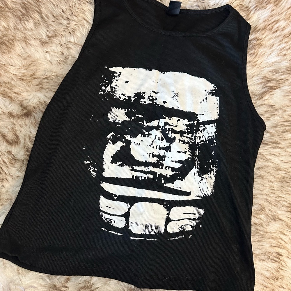 Dazy Black Graphic Tank Top